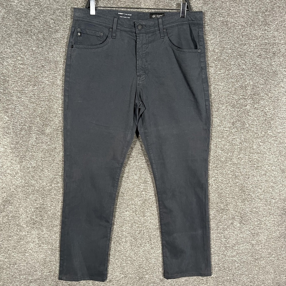 AG Adriano Goldschmied Everett Jeans Mens 34x32 Gray Slim Straight Stretch Denim